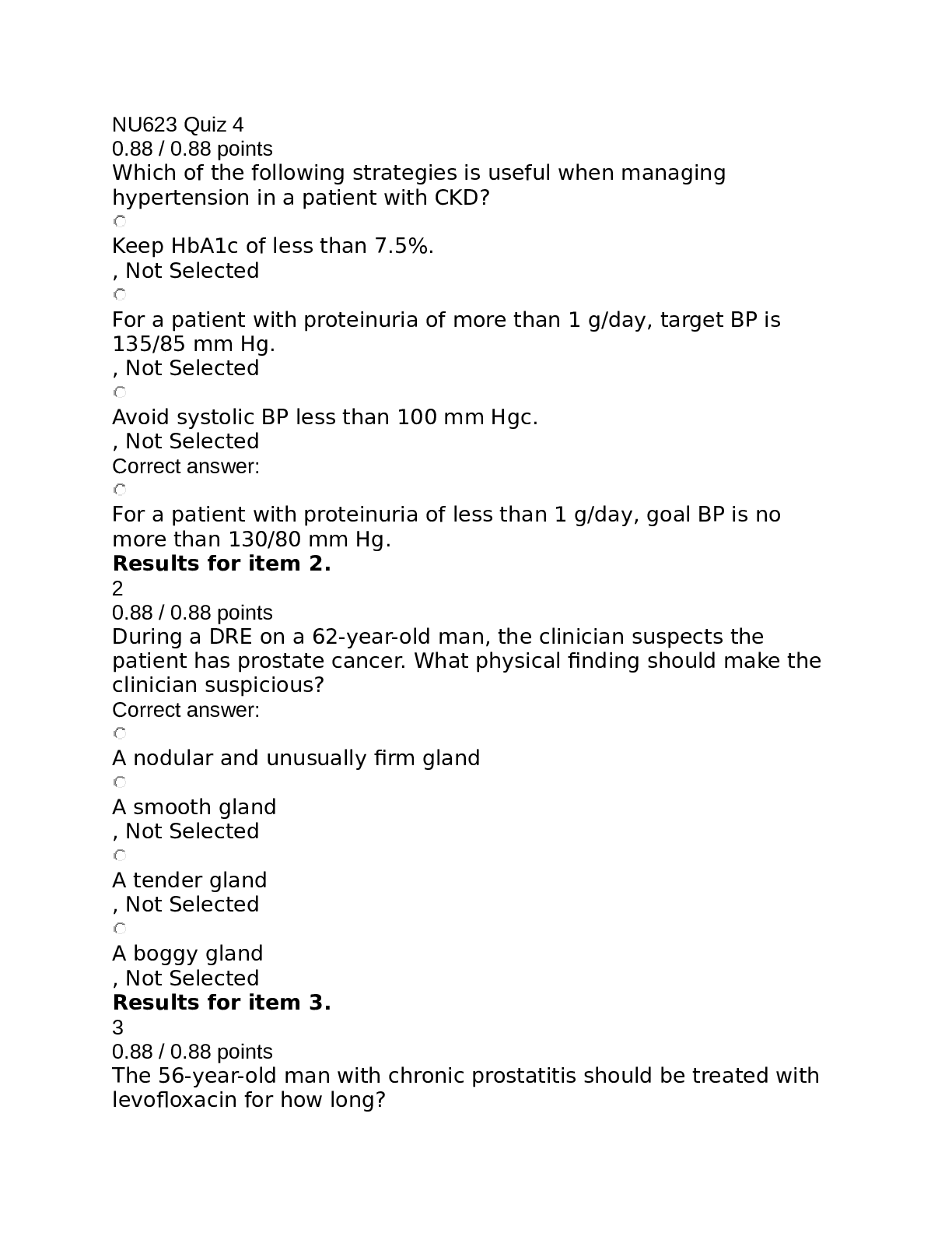 Preview of NU 623 Quiz 4 - Questions and Answers